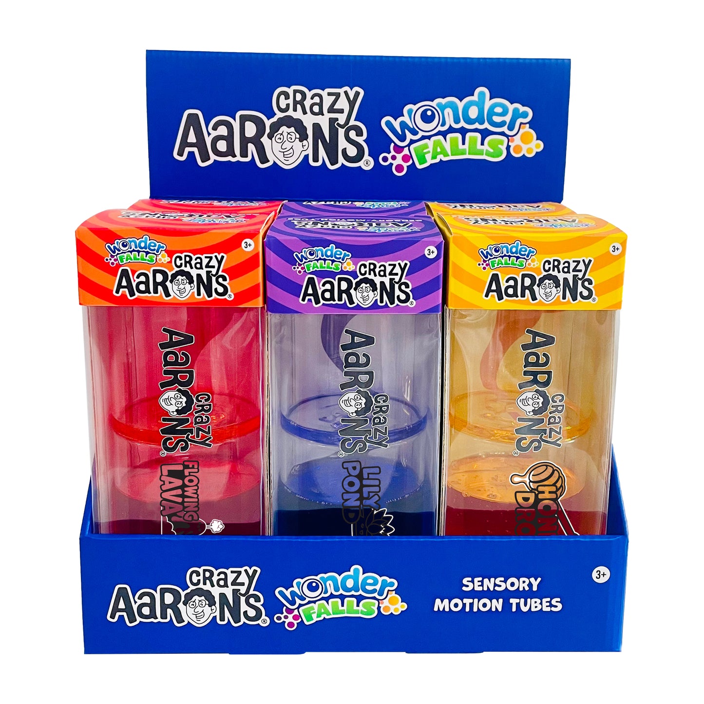 Crazy Aaron’s® Wonder Falls Jumbo Sensory Motion Tubes – 6 Unit PDQ Display (Flowing Lava, Honey Drop, Lily Pond)